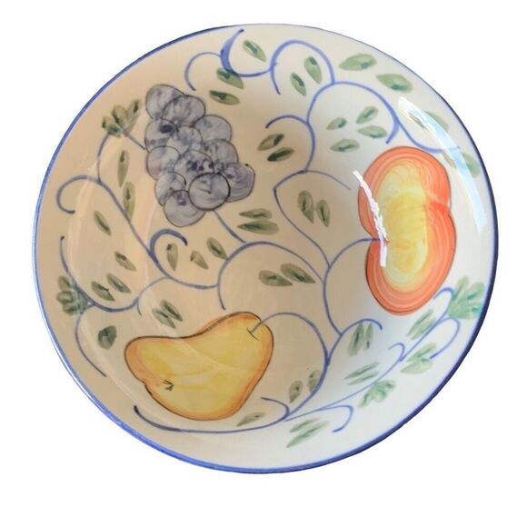 Pre Owned Tabletops Unlimited Hand Painted Frutteto Fruit Soup Bowl Classic - Picture 1 of 14